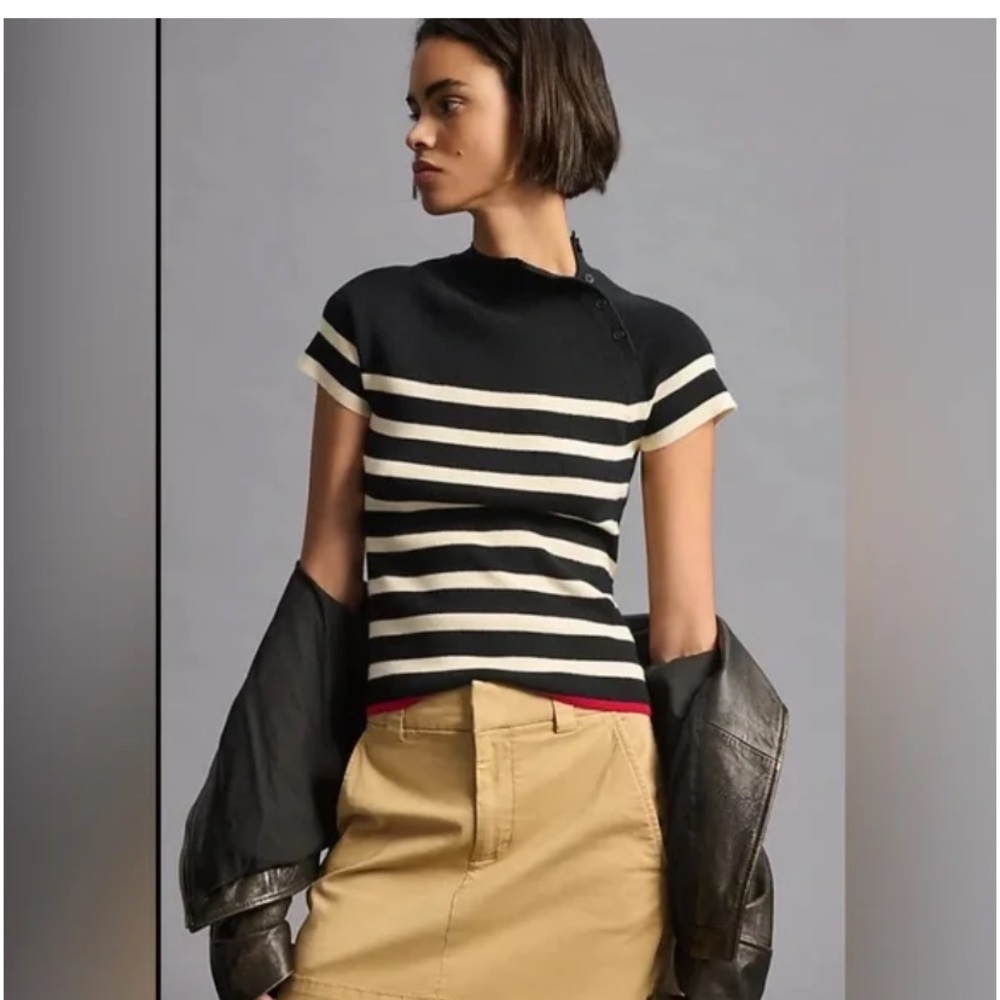 ANTHROPOLOGIE MAEVE MOCK NECK SWEATER TEE